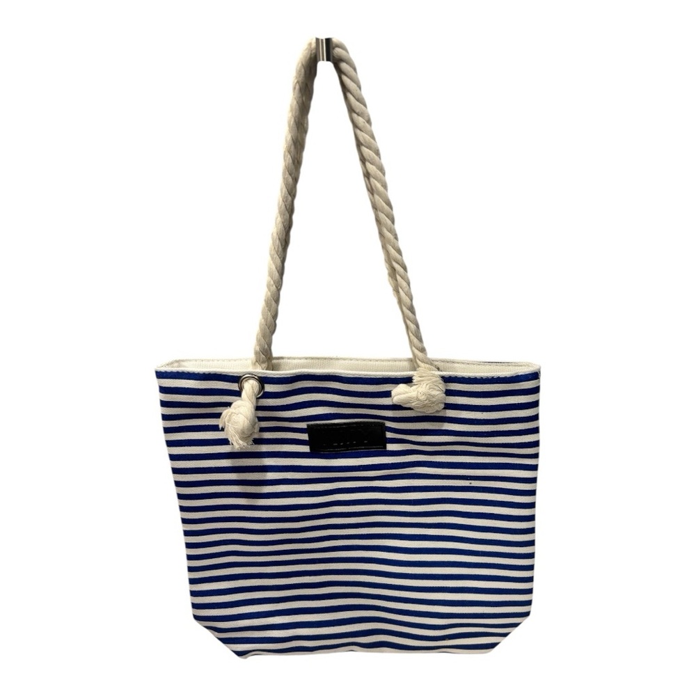 Nautical Blue and White Canvas Tote Bag - Picture 4 of 4